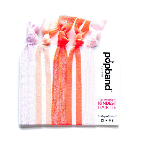 Grapefruit | Printed Popband Hair Bands | Pink, Peach & Orange Hair Ties with Clear Mesh Panel