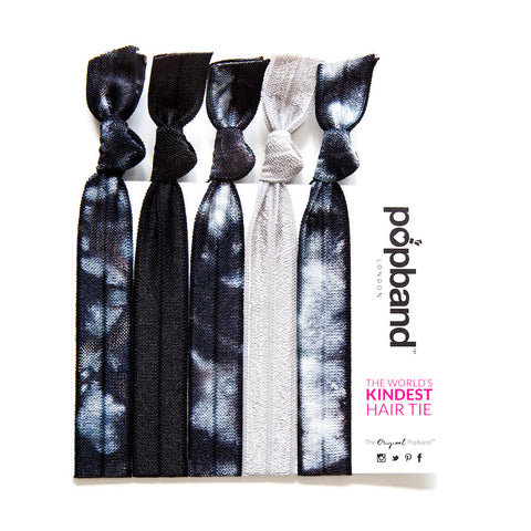 Tye Dye | Printed Popband Hair Bands | Black, White & Grey Hair Ties with Monochrome Print
